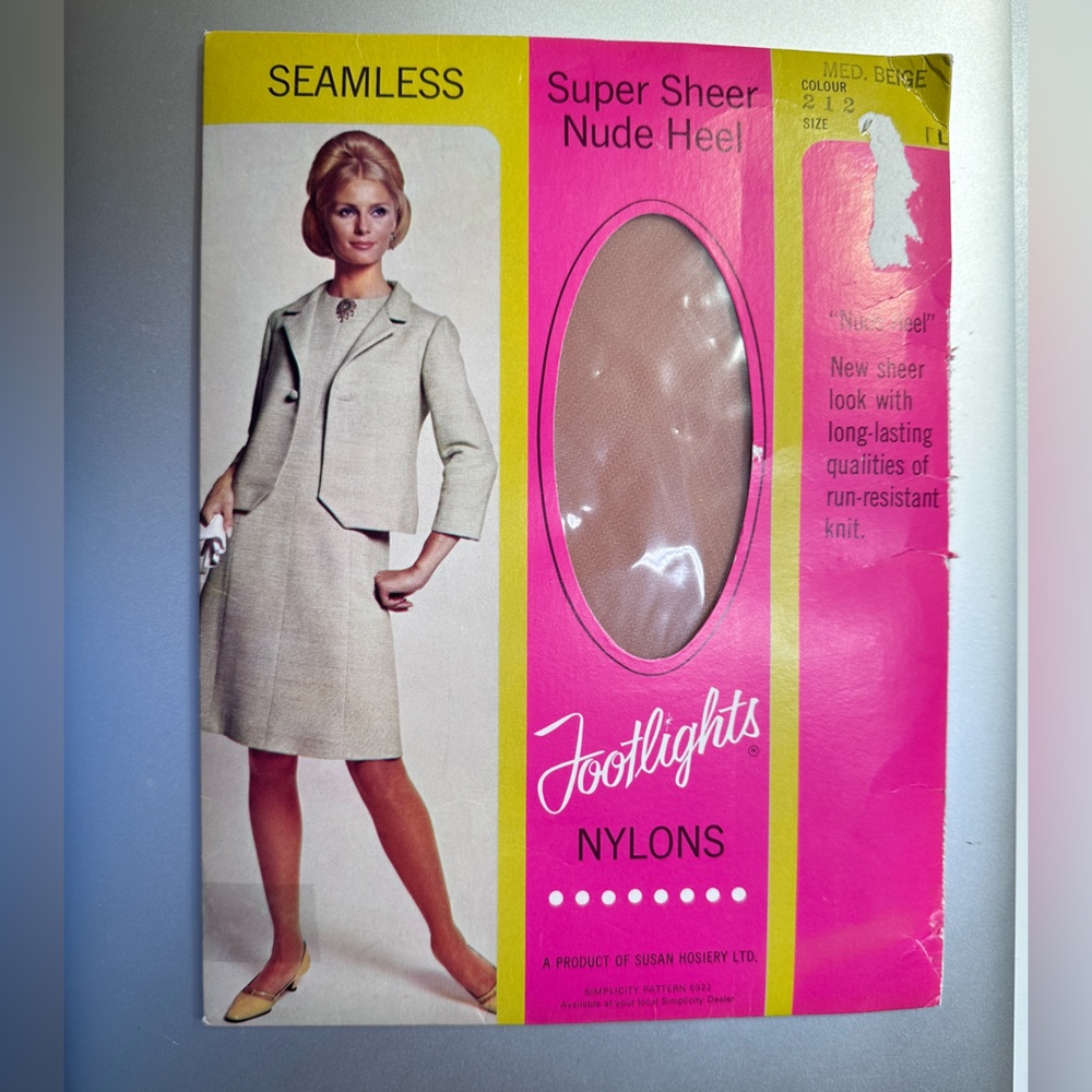 Vintage 1960s Nylon Stockings. 15D Sheer seamless nude heel Nylons